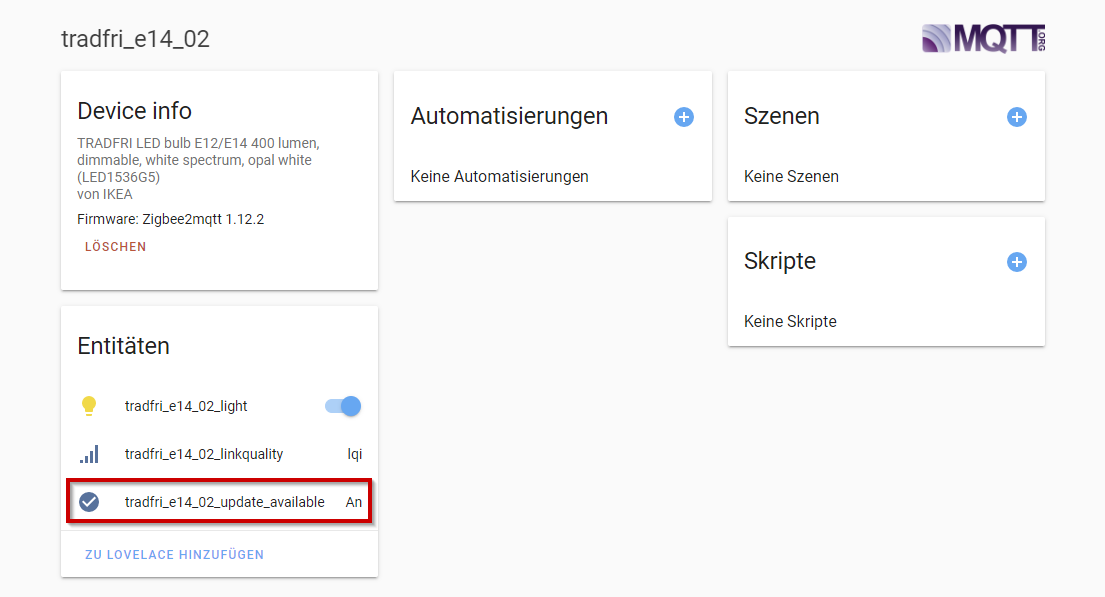 OTA Update Sensor in Home Assistant