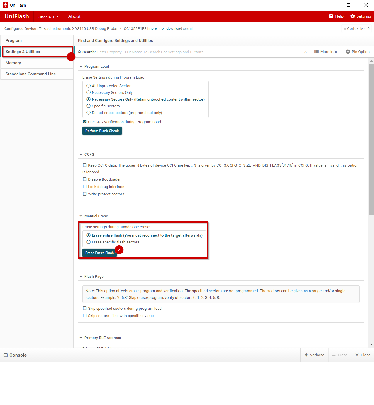 Gesamten Flash-Speicher löschen