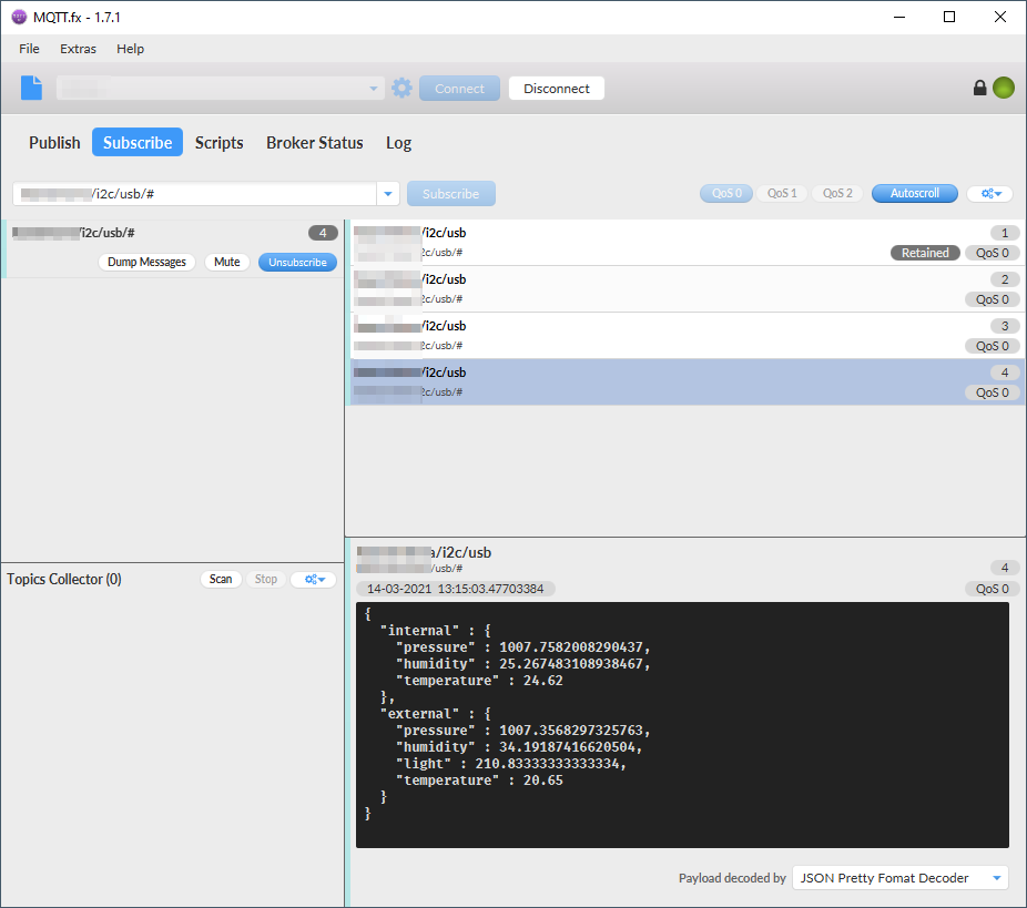 Überprüfung der MQTT-Werte mit MQTT.fx