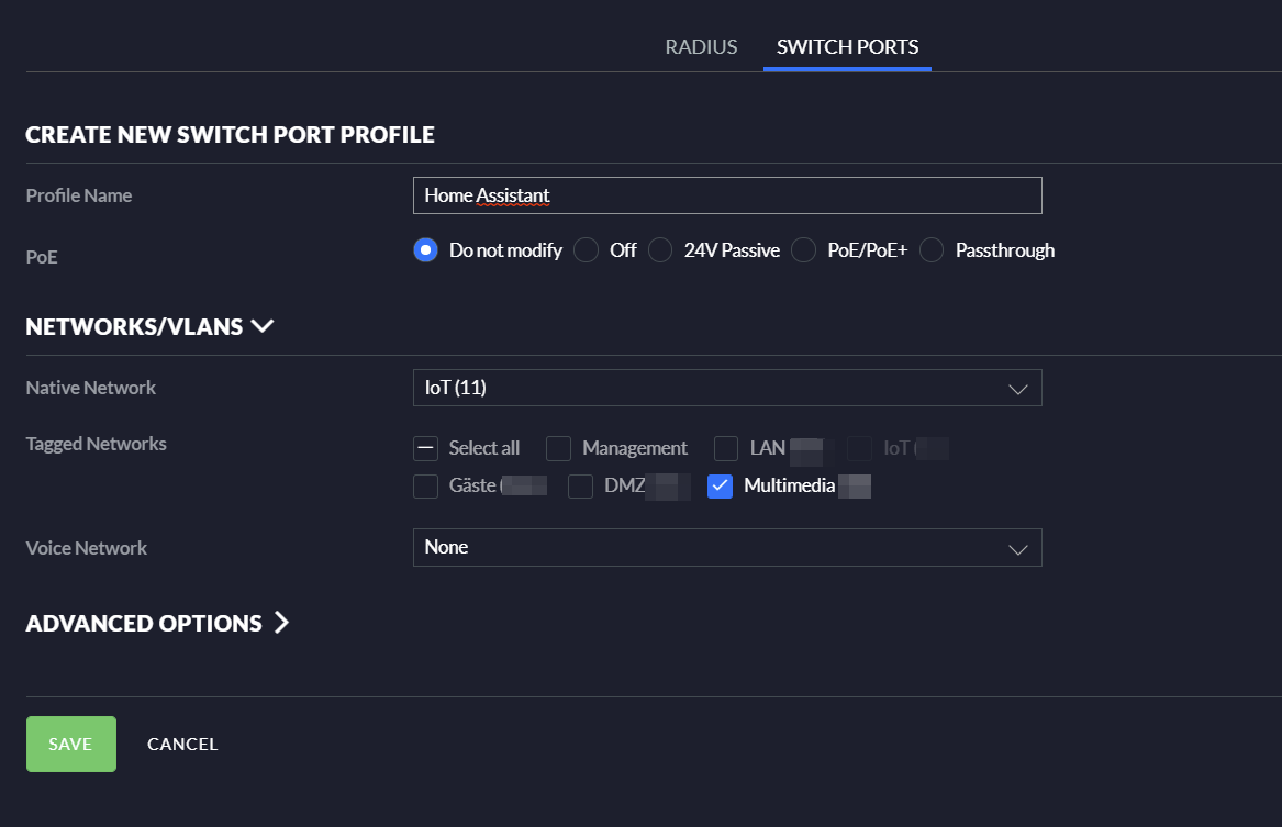 Anlegen eines Switch Port Profils in Unifi Management