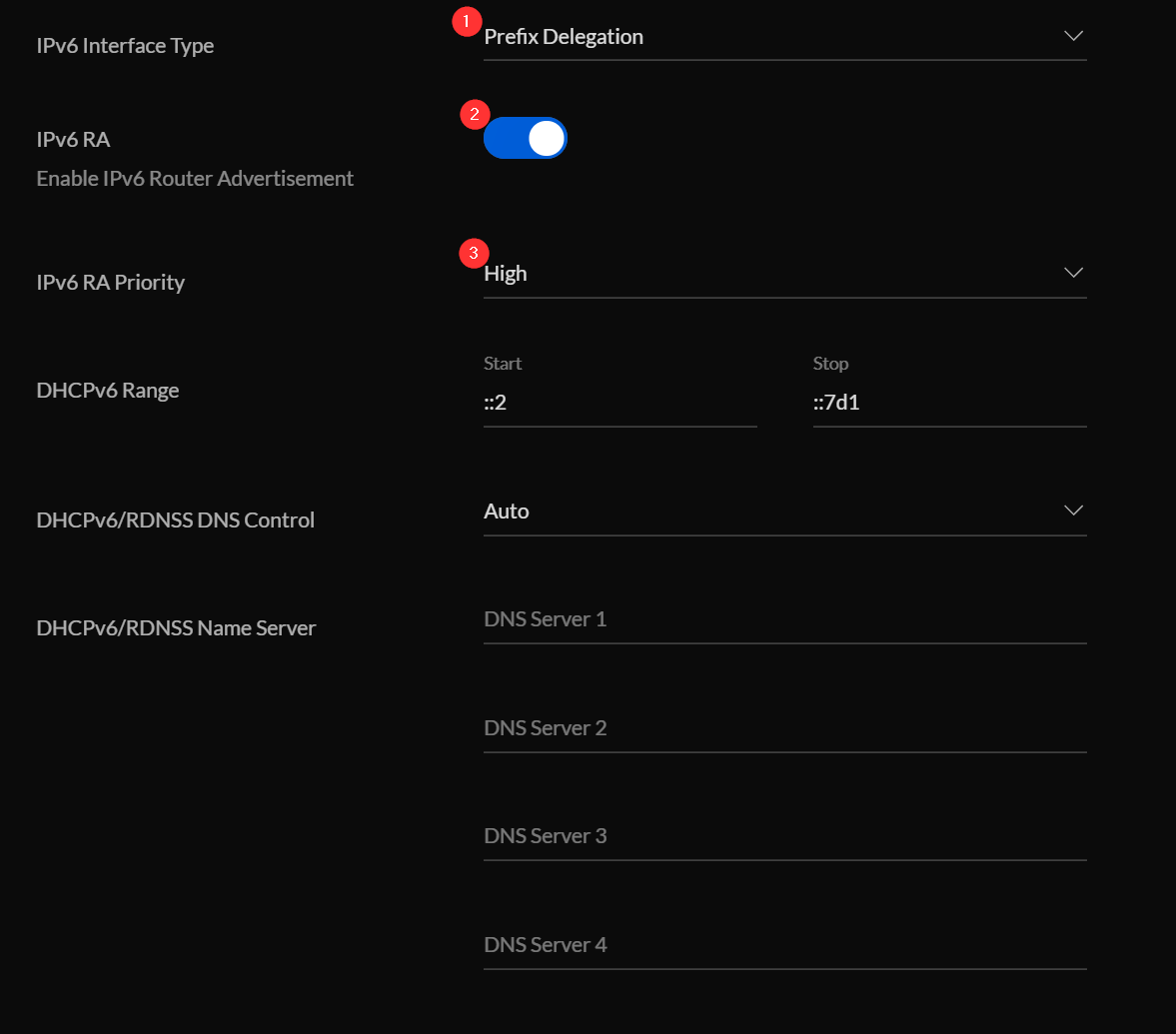 UDM-Pro: IPv6 Einstellungen für die definierten Netzwerke