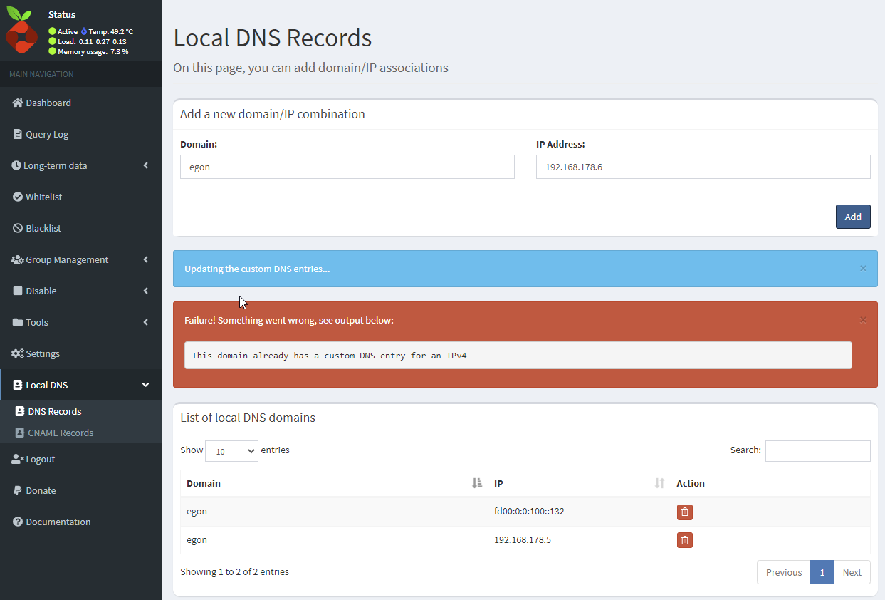 Pi-hole - Local DNS Record