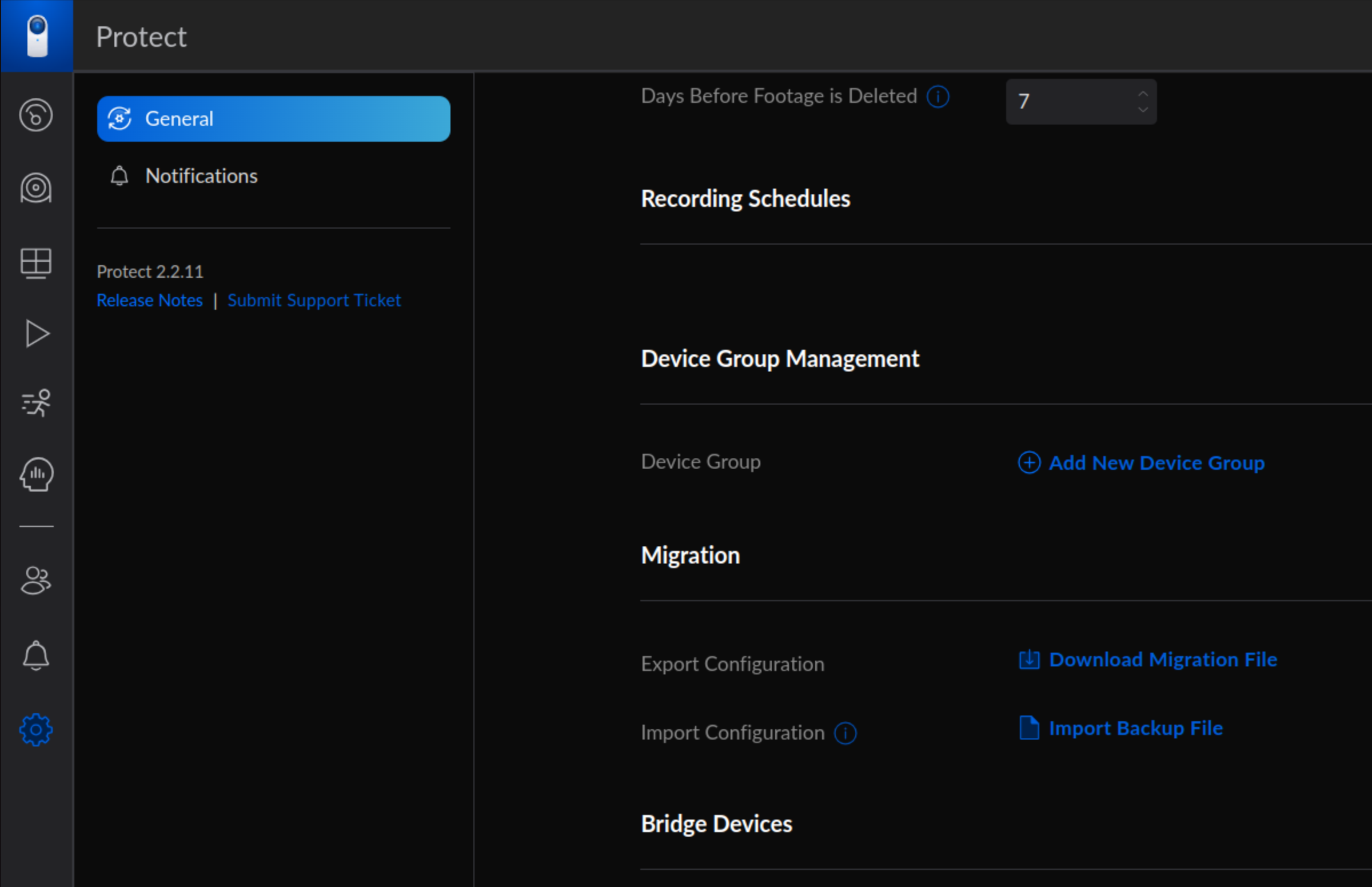 Backup der Unifi Protect Einstellungen